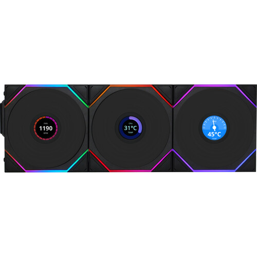 Lian Li 120mm UNI FAN TL LCD Wireless RGB Case Fan (Black 3-Pack)