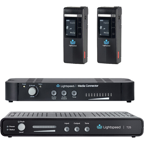 Lightspeed T25-CC Amplifier Wireless Audio Hub with Two CMT Clearmike Microphones and MCN Media Connector