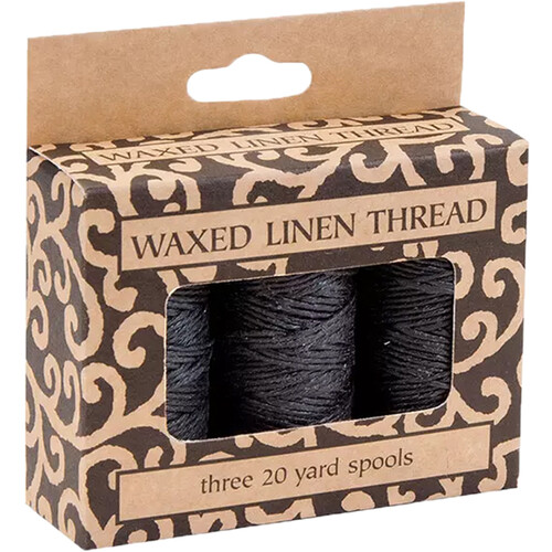 Lineco Waxed Linen Thread Roll (3-Pack 20 yd Black)