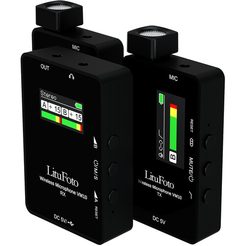 LituFoto VM10 2-Person Wireless Microphone System for Cameras and Mobile Devices (2.4 GHz)
