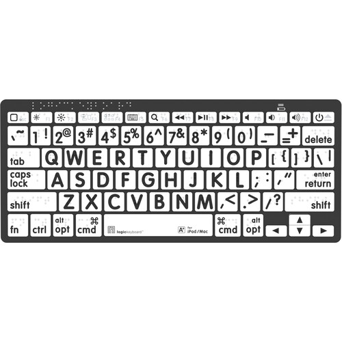 Logickeyboard Braille/LargePrint Black-on-White Wireless Keyboard (Mac and iOS US English)