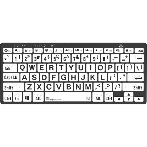 Logickeyboard Braille/LargePrint Black-on-White Wireless Keyboard (Windows US English)