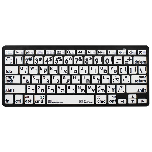 Logickeyboard XL Print Bluetooth 3.0 Mini Keyboard (American English/Hebrew Black on White)