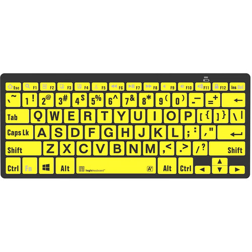Logickeyboard LargePrint Black-on-Yellow Bluetooth Mini Keyboard (Windows US English)