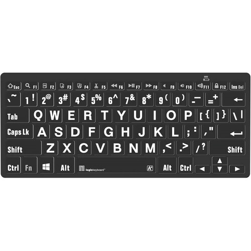 Logickeyboard LargePrint White-on-Black Bluetooth Mini Keyboard (Windows US English)