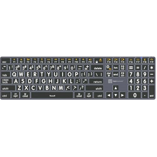 Logickeyboard TITAN Large-Print White-On-Black Wireless Keyboard (Mac US English)