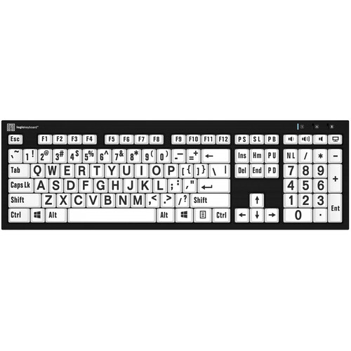 Logickeyboard XL Print NERO PC Slim Line Black on White Keyboard