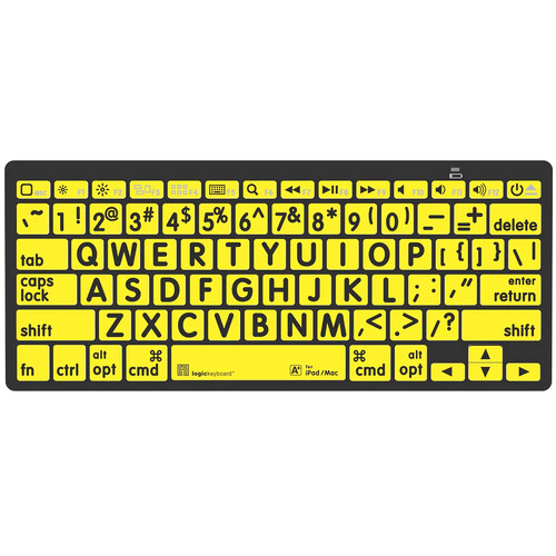 Logickeyboard Large Print Bluetooth Mini Keyboard (Black on Yellow American English)