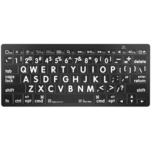Logickeyboard Large Print Bluetooth Mini Keyboard (White on Black American English)