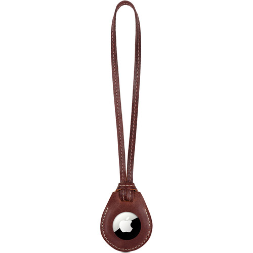 Londo Genuine Leather AirTag Case with Neck Strap (Brown)