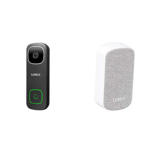 Lorex B451AJDB-E 2K QHD Wi-Fi Video Wired Doorbell (Black) with ACCHM2-B Wi-Fi Chimebox