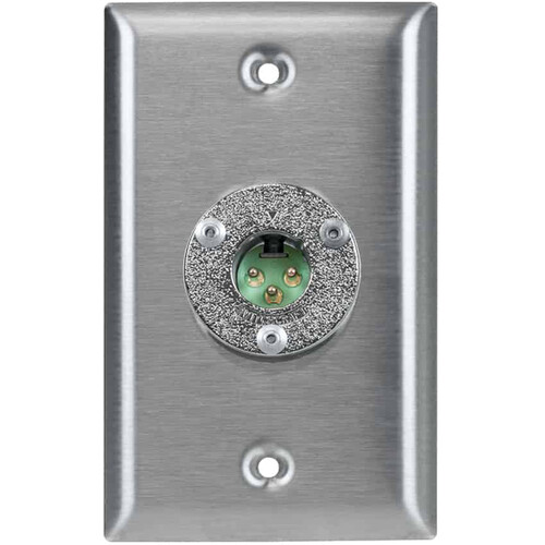 Lowell Manufacturing MCP1-C3M 1-Gang Wall Plate with Mounted C3M Microphone Connector