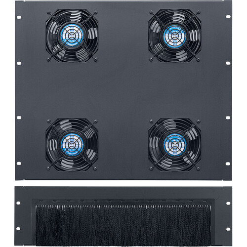 Lowell Manufacturing 3 RU Rack Top Brush Panel with 9 RU Fan Panel with Four 4