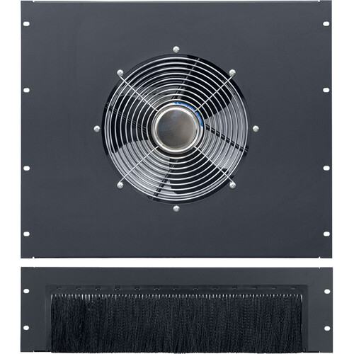 Lowell Manufacturing 3 RU Rack Top Brush Panel with 9 RU Fan Panel with Single 10