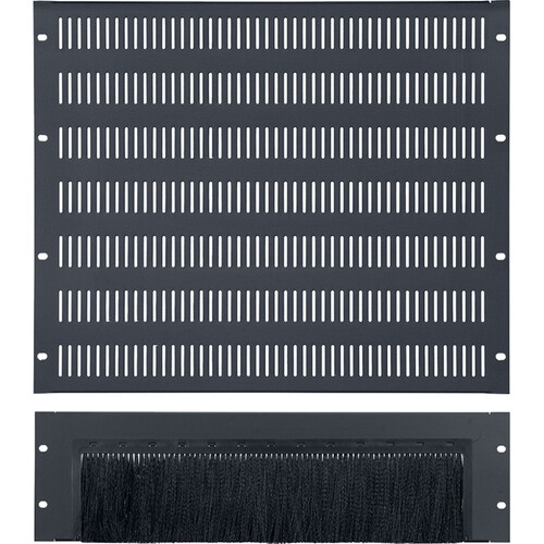 Lowell Manufacturing 3 RU Rack Top Brush Panel with 9 RU Slotted Vent Panel