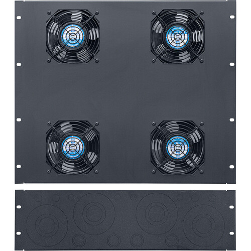Lowell Manufacturing 3 RU Rack Top Knockout Panel with 9 RU Fan Panel with Four 4