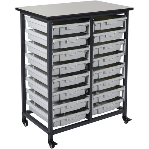 LUXOR MBS-DR-16S Mobile Bin System - Double Row Grey 20 L x 30 75 W x 37 5 H