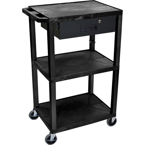 Luxor Three-Shelf Plastic Utility Cart 42