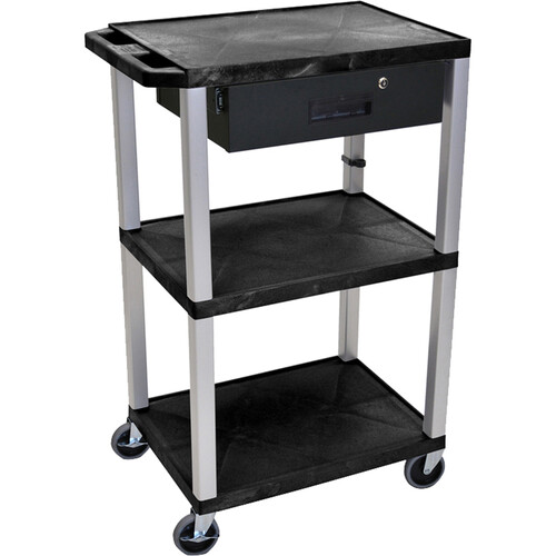 Luxor Three-Shelf Plastic Utility Cart 42