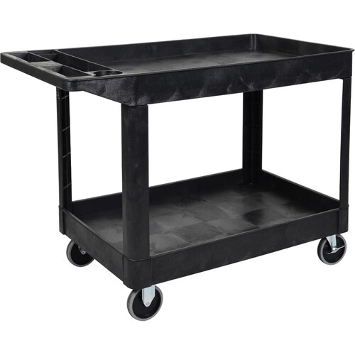 Luxor Heavy-Duty Utility Tub Cart with Two Shelves and Outrigger Utility Cart Bins