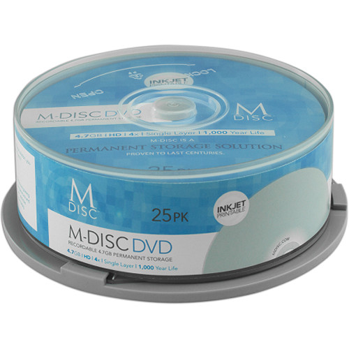 M DISC Inkjet Printable DVD R Discs 25 Pack MDIJ025C B H Photo