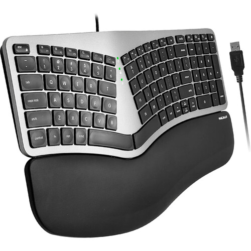 Macally Wired USB Backlit Ergonomic Keyboard for Mac