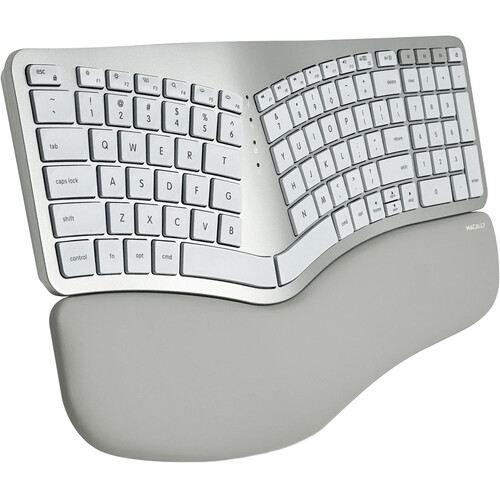 Macally Wireless Ergonomic Keyboard with Wrist Rest for Mac (Aluminum)
