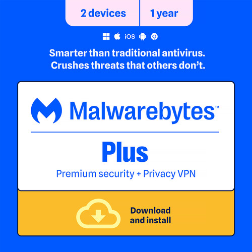 Malwarebytes Premium Antivirus with Privacy VPN (2 Devices for 1 Year)