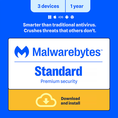 Malwarebytes Premium Cybersecurity Software (Download 3-Device License 1-Year)