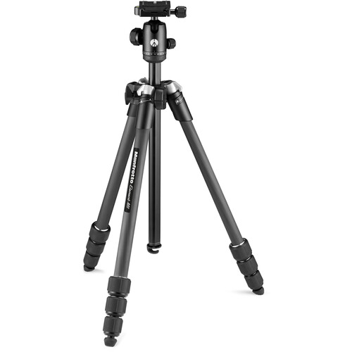 Manfrotto Element MII Mobile Bluetooth Carbon MKELMII4CMB-BH, Lightweight Travel Tripod, with Carry Bag, Arca-Compatible Ball Head, Load up 8kg, for DSLRs, CSCs, Compact Cameras and Smartphones,Black