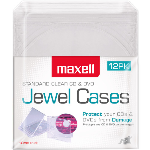 Maxell CD-360 Standard Clear CD & DVD Jewel Cases (12-Pack)