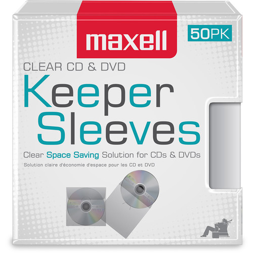 Maxell CD and DVD Keeper Sleeves (Clear 50-Pack)