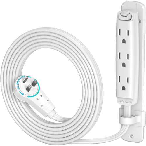 Maximm Cable 3-Outlet Power Extension Cord with 360 Rotating Flat Plug (White 6')