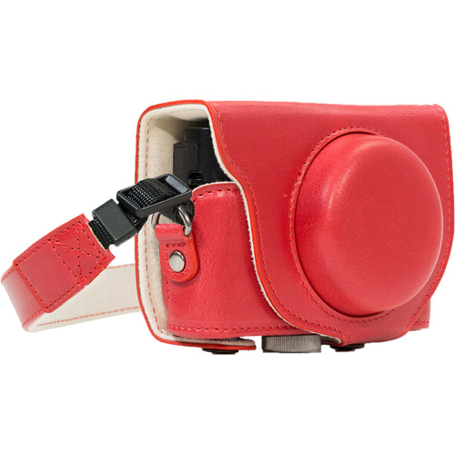 MegaGear Ever Ready PU Leather Camera Case and Strap for Sony Cyber-shot DSC-RX100 VI V IV III (Red)