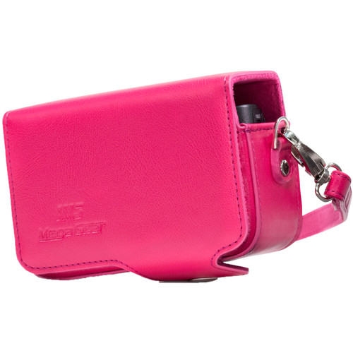 MegaGear PU Leather Case with Strap for Sony Cyber-shot DSC-HX95 HX99 HX80 HX90V WX500 (Hot Pink)