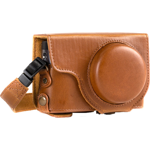 MegaGear Ever Ready Leather Camera Case and Strap for Panasonic LUMIX DC-ZS70 or DC-TZ90 (Light Brown)