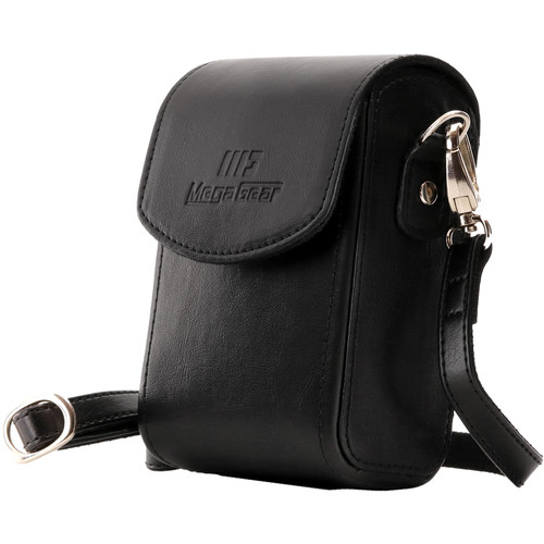MegaGear Leather Camera Case with Strap for Panasonic Lumix ZS200 TZ200 Leica C-Lux (Black)
