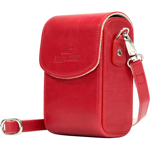 MegaGear Leather Camera Case with Strap for Panasonic Lumix ZS200 TZ200 Leica C-Lux (Red)