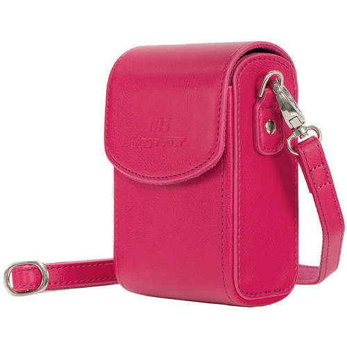 MegaGear Leather Camera Case with Strap for Panasonic Lumix ZS200 TZ200 Leica C-Lux (Hot Pink)