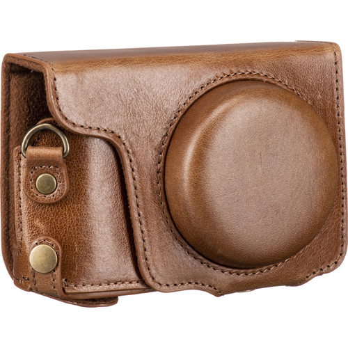 MegaGear Ever Ready Genuine Leather Camera Case and Strap for Panasonic Lumix DC-ZS200 (Brown)