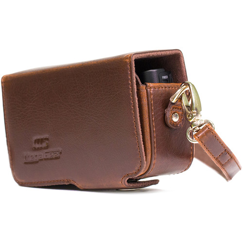 MegaGear PU Leather Case with Strap for Canon PowerShot SX740 HS SX730 HS (Dark Brown)