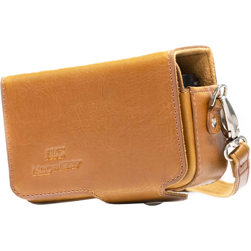 MegaGear PU Leather Case with Strap for Canon PowerShot SX740 HS SX730 HS (Light Brown)