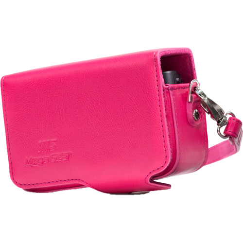 MegaGear PU Leather Case with Strap for Canon PowerShot SX740 HS SX730 HS (Hot Pink)