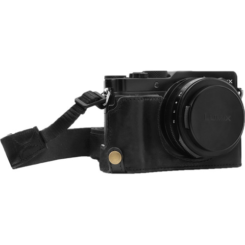 MegaGear Ever Ready Genuine Leather Half Case and Strap for Panasonic Lumix DC-LX100 II (Black)