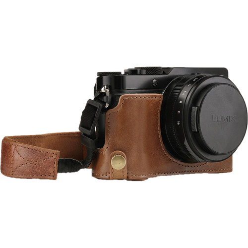 MegaGear Ever Ready Genuine Leather Half Case and Strap for Panasonic Lumix DC-LX100 II (Brown)