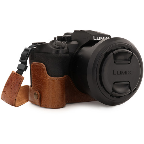 MegaGear Ever Ready Genuine Leather Half Camera Case for Leica V-Lux 5 Panasonic Lumix DC-FZ1000 II (Brown)