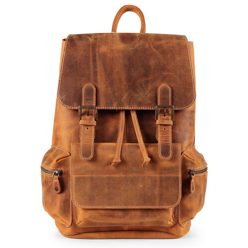 MegaGear Valley Handcrafted Top Grain Leather Backpack (Camel)