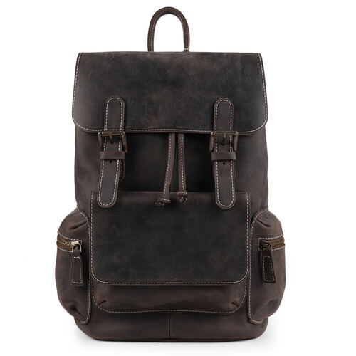 MegaGear Valley Handcrafted Top Grain Leather Backpack (Chestnut)