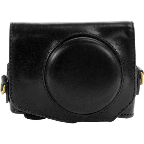 MegaGear Ever Ready PU Leather Camera Case with Strap for Canon PowerShot G7 X (Black)