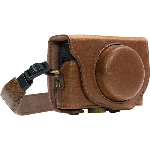 MegaGear Ever Ready PU Leather Camera Case and Strap for Sony Cyber-shot DSC-WX500 (Dark Brown)